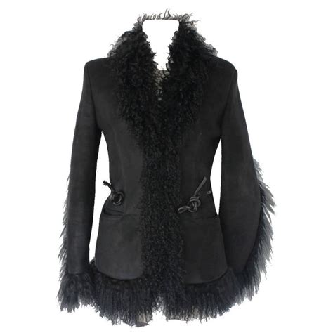 Black Shearling Fur Coat 